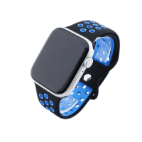 Bandmeister® Armband Silikon Sport Hexagon black-blue für Apple Watch 38/40/41mm