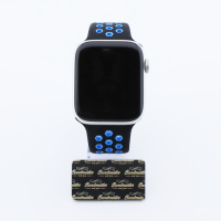 Bandmeister® Armband Silikon Sport Hexagon black-blue für Apple Watch 42/44/45mm