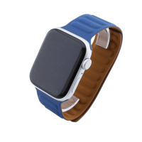 Bandmeister® Armband Silikon Magnetverschluss Raphael navy blue/brown für Apple Watch 42/44/45mm