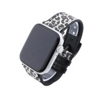 Bandmeister® Armband Kunstleder Silikon leopard für Apple Watch 42/44/45mm
