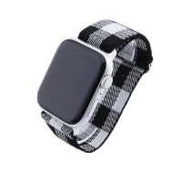 Bandmeister® Armband Stretchgewebe mit Schlaufe lumberjack black-white für Apple Watch 42/44/45mm