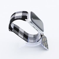 Bandmeister® Armband Stretchgewebe mit Schlaufe lumberjack black-white für Apple Watch 42/44/45mm