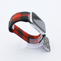 Bandmeister® Armband Stretchgewebe mit Schlaufe lumberjack black-red für Apple Watch 38/40/41mm