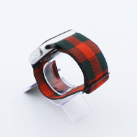 Bandmeister® Armband Stretchgewebe mit Schlaufe lumberjack black-red für Apple Watch 42/44/45mm
