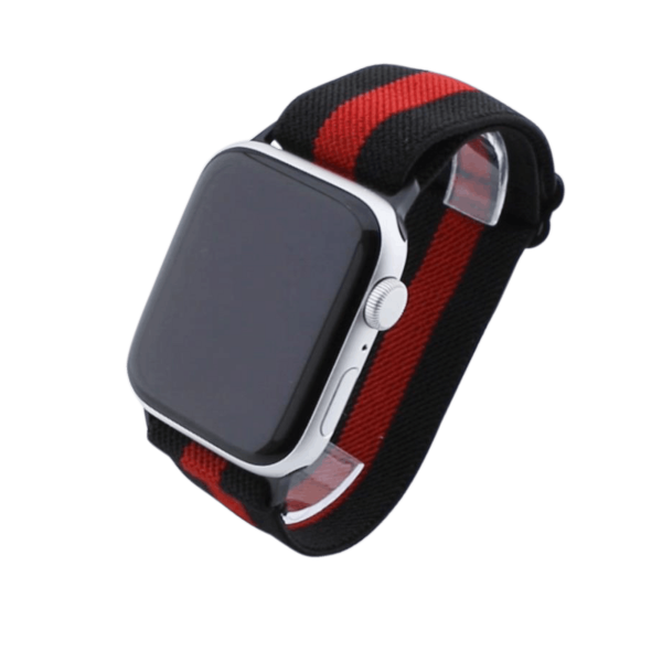 Bandmeister® Armband Stretchgewebe mit Schlaufe black-red für Apple Watch 38/40/41mm