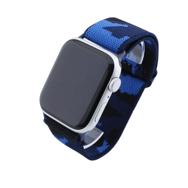 Bandmeister® Armband Stretchgewebe mit Schlaufe camouflage blue für Apple Watch 38/40/41mm