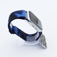 Bandmeister® Armband Stretchgewebe mit Schlaufe camouflage blue für Apple Watch 42/44/45mm