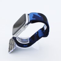 Bandmeister® Armband Stretchgewebe mit Schlaufe camouflage blue für Apple Watch 42/44/45mm