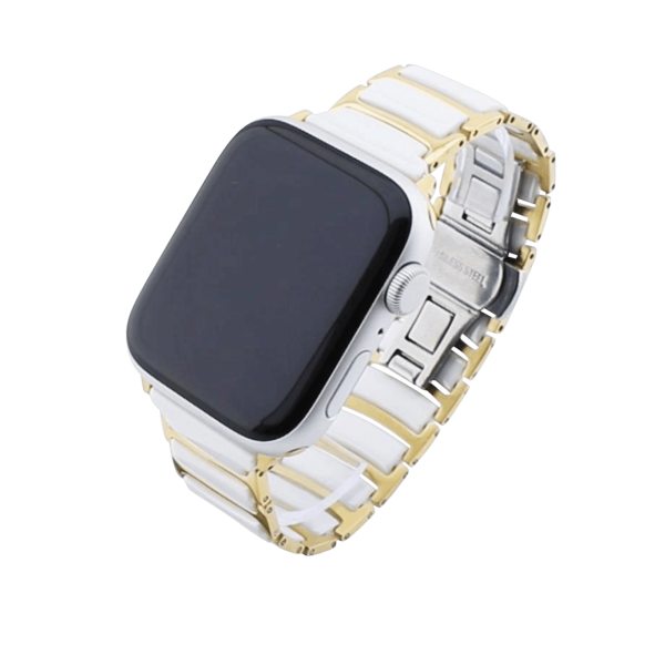 Bandmeister® Armband Keramik-Edelstahl gold-white für Apple Watch 38/40/41mm