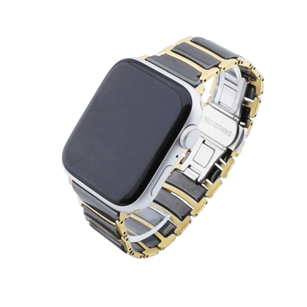 Bandmeister® Armband Keramik-Edelstahl gold-black für Apple Watch 38/40/41mm