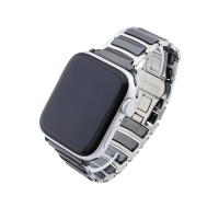 Bandmeister® Armband Keramik-Edelstahl silver-black für Apple Watch 42/44/45mm