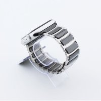 Bandmeister® Armband Keramik-Edelstahl silver-black für Apple Watch 42/44/45mm