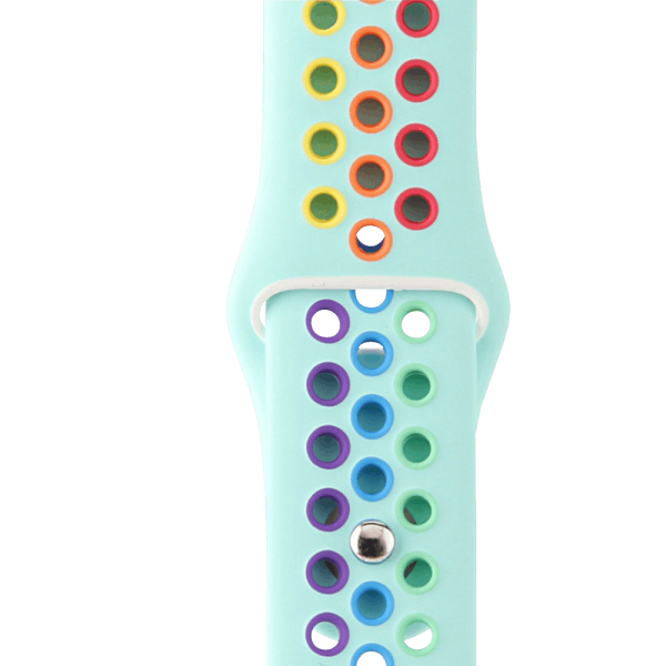 Bandmeister® Armband Silikon Sport smaragd green-rainbow für Apple Watch 42/44/45mm S/M