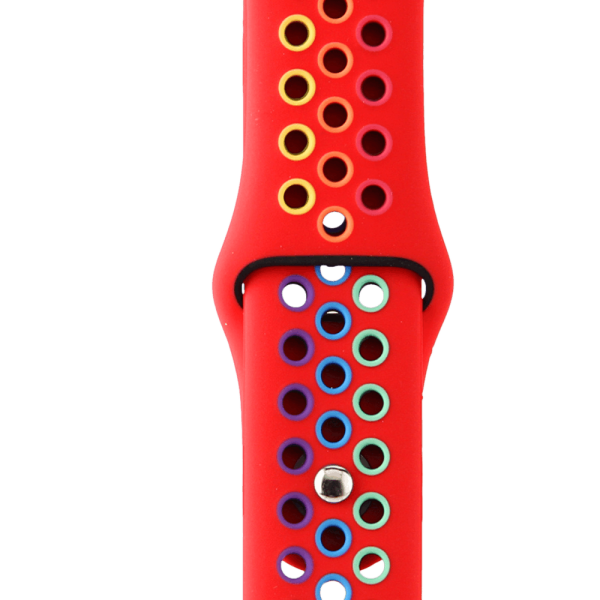 Bandmeister® Armband Silikon Sport red-rainbow für Apple Watch 42/44/45mm S/M