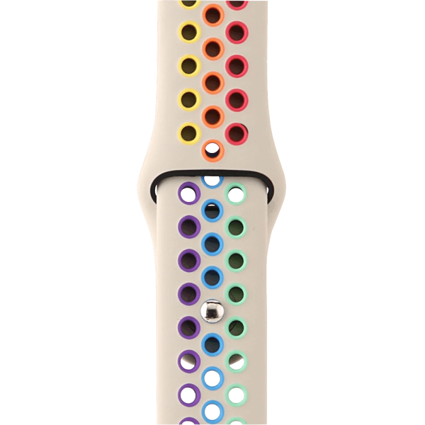 Bandmeister® Armband Silikon Sport beige-rainbow für Apple Watch 42/44/45mm S/M