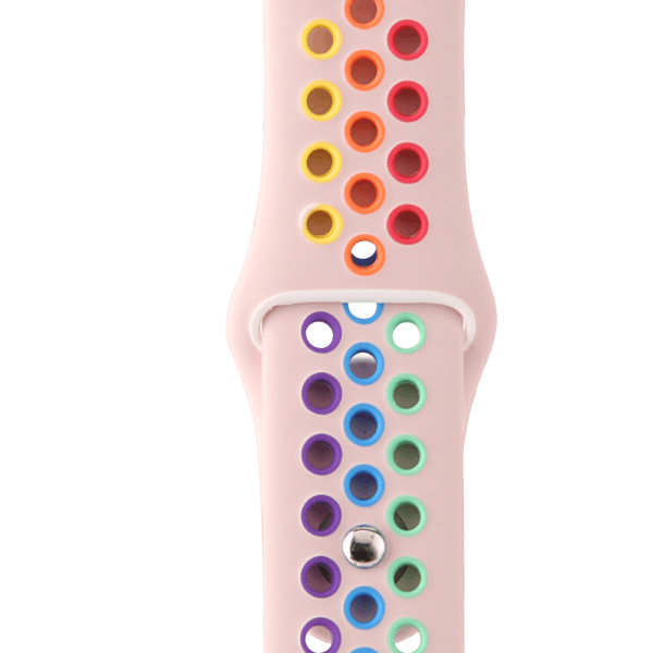 Bandmeister® Armband Silikon Sport pink-rainbow für Apple Watch 42/44/45mm S/M
