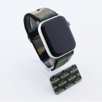 Bandmeister® Armband Stretchgewebe mit Schlaufe camouflage green für Apple Watch 42/44/45mm
