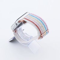 Bandmeister® Armband Stretchgewebe mit Schlaufe rainbow-disco für Apple Watch 38/40/41mm