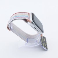 Bandmeister® Armband Stretchgewebe mit Schlaufe rainbow-disco für Apple Watch 42/44/45mm