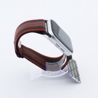 Bandmeister® Armband Stretchgewebe mit Schlaufe brown-red-green für Apple Watch 42/44/45mm
