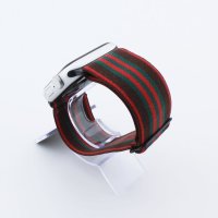 Bandmeister® Armband Stretchgewebe mit Schlaufe brown-red-green für Apple Watch 42/44/45mm