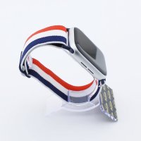 Bandmeister® Armband Stretchgewebe mit Schlaufe blue-white-red für Apple Watch 42/44/45mm