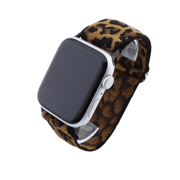 Bandmeister® Armband Stretchgewebe mit Schlaufe leopard für Apple Watch 42/44/45mm
