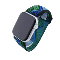 Bandmeister® Armband Stretchgewebe mit Schlaufe multicolor wave two für Apple Watch 38/40/41mm