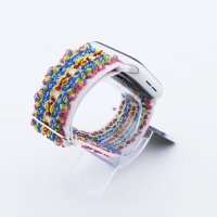 Bandmeister® Armband Stretchgewebe mit Schlaufe multicolor stripes two für Apple Watch 38/40/41mm
