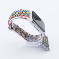 Bandmeister® Armband Stretchgewebe mit Schlaufe multicolor stripes two für Apple Watch 42/44/45mm