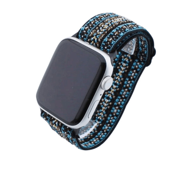 Bandmeister® Armband Stretchgewebe mit Schlaufe dark multicolor für Apple Watch 38/40/41mm