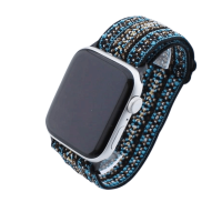 Bandmeister® Armband Stretchgewebe mit Schlaufe dark multicolor für Apple Watch 38/40/41mm