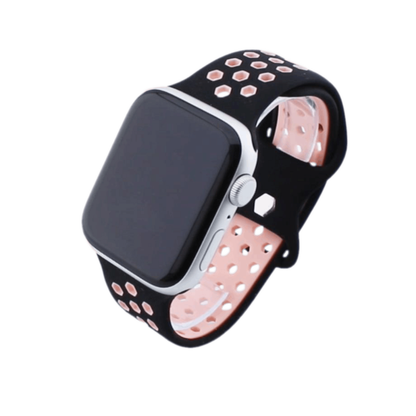Bandmeister® Armband Silikon Sport Hexagon black-pink für Apple Watch 38/40/41mm