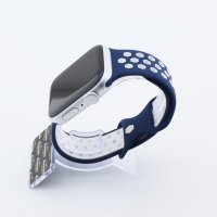 Bandmeister® Armband Silikon Sport Hexagon blue-white für Apple Watch 38/40/41mm