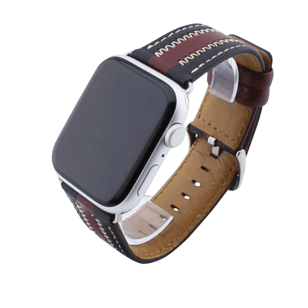 Bandmeister® Armband Echtleder Stitch black-wine für Apple Watch 38/40/41mm