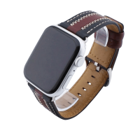 Bandmeister® Armband Echtleder Stitch black-wine für Apple Watch 38/40/41mm