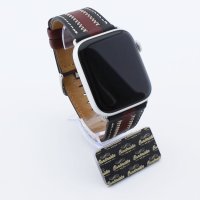 Bandmeister® Armband Echtleder Stitch black-wine für Apple Watch 42/44/45mm