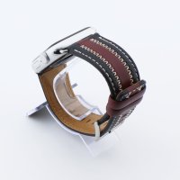 Bandmeister® Armband Echtleder Stitch black-wine für Apple Watch 42/44/45mm