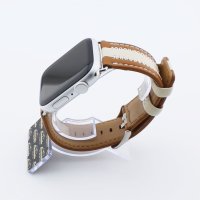 Bandmeister® Armband Echtleder Stitch brown-white für Apple Watch 38/40/41mm
