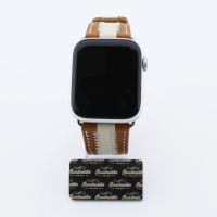 Bandmeister® Armband Echtleder Stitch brown-white für Apple Watch 42/44/45mm