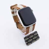 Bandmeister® Armband Echtleder Stitch brown-white für Apple Watch 42/44/45mm