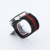 Bandmeister® Armband Milanaise Magnetverschluss mit Bandmeister-Logo black-red für Federsteg Uhr 22mm