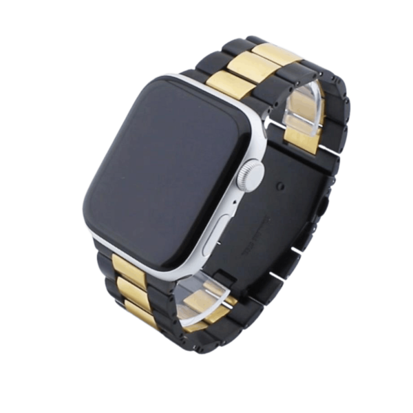 Bandmeister® Armband 3-Segment Edelstahl Business black-gold für Apple Watch 38/40/41mm