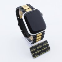 Bandmeister® Armband 3-Segment Edelstahl Business black-gold für Apple Watch 42/44/45mm