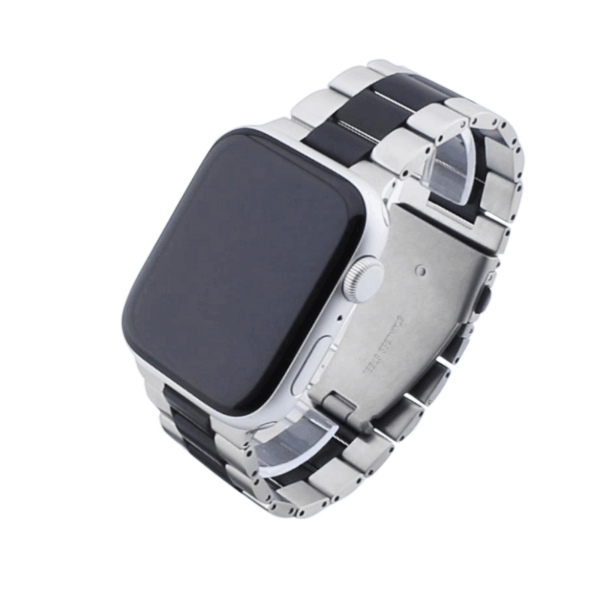 Bandmeister® Armband 3-Segment Edelstahl Business silver-black für Apple Watch 38/40/41mm