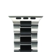 Bandmeister® Armband 3-Segment Edelstahl Business silver-black für Apple Watch 38/40/41mm