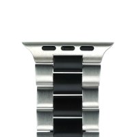 Bandmeister® Armband 3-Segment Edelstahl Business silver-black für Apple Watch 42/44/45mm