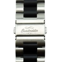 Bandmeister® Armband 3-Segment Edelstahl Business silver-black für Apple Watch 42/44/45mm