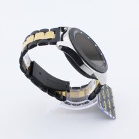 Bandmeister® Armband 3-Segment Edelstahl Business mit Bandmeister-Logo black-gold für Federsteg Uhr 22mm