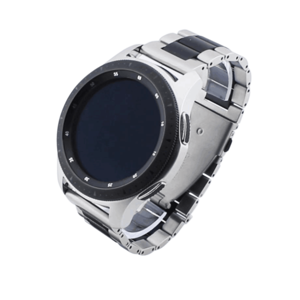 Bandmeister® Armband 3-Segment Edelstahl Business mit Bandmeister-Logo silver-black für Federsteg Uhr 20mm